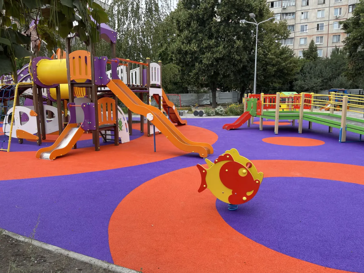 Playground surface at a residential block