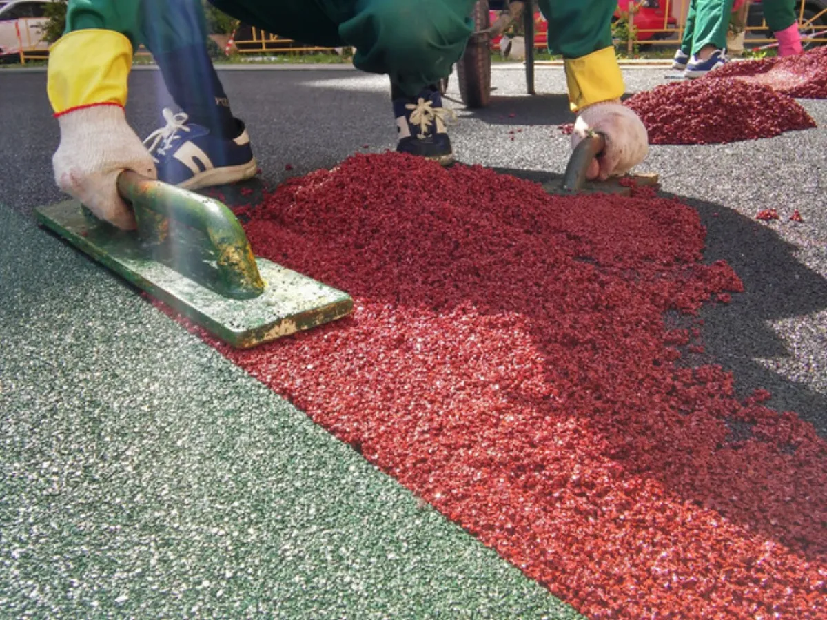 Poured in place rubber surfacing installed by B-Cool Surfacing
