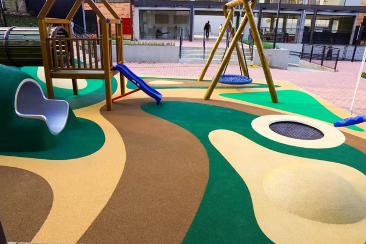 Poured in place rubber surfacing installed by B-Cool Surfacing